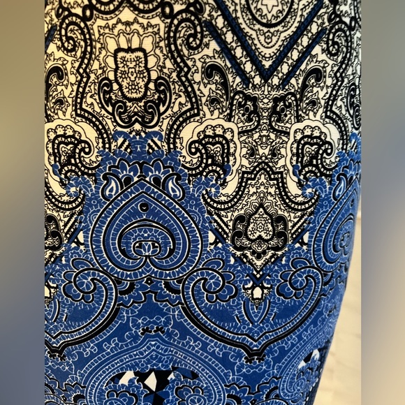 Cap Sleeves Geo Paisley Midi Bodycon Dress Sz S/M - Picture 7 of 13